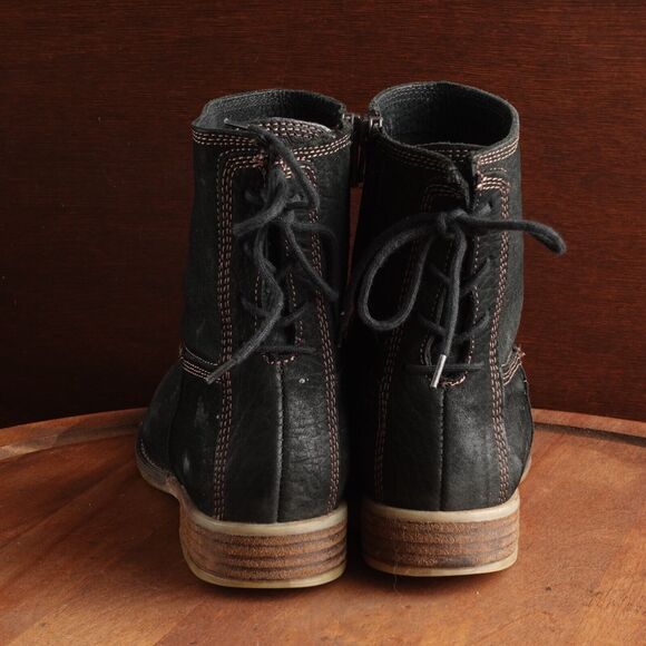 Josef Seibel Boots Womens SZ EU 37 US 6-6.5 BLK Sienna 01 Leather Back Tie Ankle - Picture 5 of 16